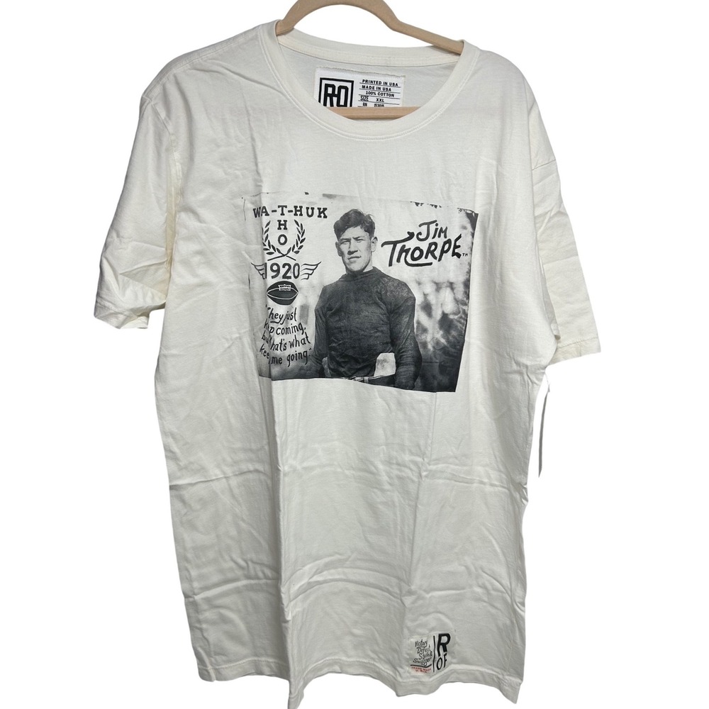 Roots of Fight Jim Thorpe 1920 Photo Graphic T-Shirt Mens XXL Vintage White NEW